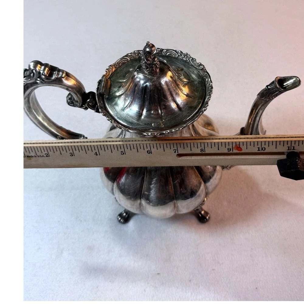 Vintage MCM Silverplate Coffee Pot Ornate‎ Victorian Style Teapot Decorative
